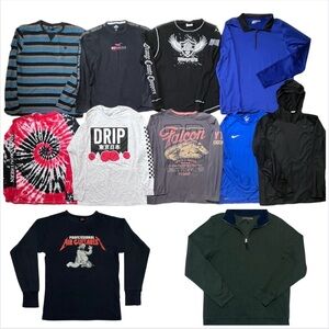 Bundle of 11 size large men’s, long sleeves shirts, thermal, sweatshirts